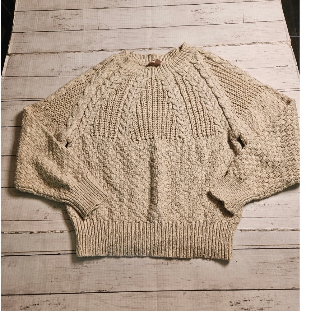 Philosophy Republic Clothing Cream Cable Knit Sweater Beige Chunky Popcorn Large